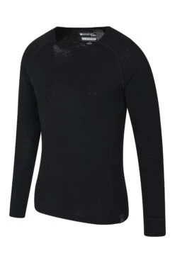 Mountain Warehouse Merino Mens Long Sleeved Round Neck Top -Mountain Warehouse 023200 bla merino ls round neck top men aw19 03