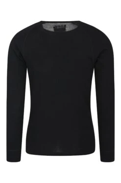 Mountain Warehouse Merino Mens Long Sleeved Round Neck Top -Mountain Warehouse 023200 bla merino ls round neck top men aw19 04