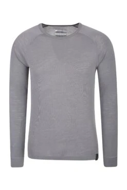 Mountain Warehouse Merino Mens Long Sleeved Round Neck Top -Mountain Warehouse 023200 grx merino ls round neck top men aw17 01