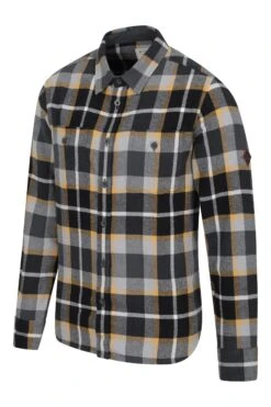 Mountain Warehouse Lumberjack Flannel Long Sleeve Mens Shirt -Mountain Warehouse 031405 bla lumberjack flannel ls shirt men aw20 3
