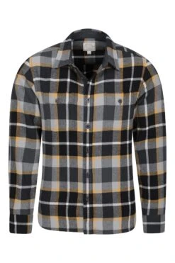 Mountain Warehouse Lumberjack Flannel Long Sleeve Mens Shirt -Mountain Warehouse 031405 bla lumberjack flannel ls shirt men aw20 4