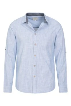 Mountain Warehouse Coconut Textured Mens Long Sleeved Shirt -Mountain Warehouse 034834 bbl coconut pocket texture ls shirt men ss22 04