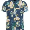 Mountain Warehouse Hawaiian Mens Printed Shirt -Mountain Warehouse 035566 blu hawaiian ss slim fit shirt men aw22 01
