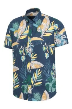 Mountain Warehouse Hawaiian Mens Printed Shirt -Mountain Warehouse 035566 blu hawaiian ss slim fit shirt men aw22 04