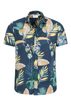 Mountain Warehouse Hawaiian Mens Printed Shirt -Mountain Warehouse 035566 blu hawaiian ss slim fit shirt men aw22 05