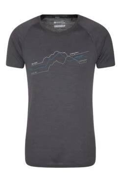 Mountain Warehouse Quest Mens Printed Merino Thermal T-Shirt -Mountain Warehouse 037483 dgr quest merino printed tee men aw20 1