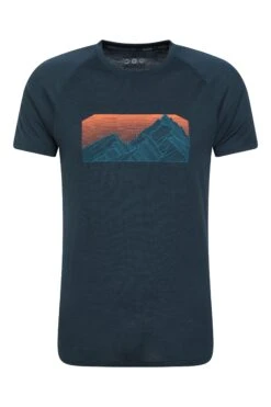 Mountain Warehouse Quest Mens Printed Merino Thermal T-Shirt -Mountain Warehouse 037483 nav quest merino printed thermal tee men aw23 1