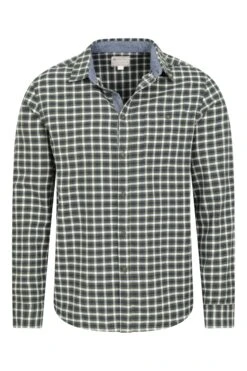 Mountain Warehouse Driftwood Check Mens Organic Shirt -Mountain Warehouse 038493 kha driftwood check organic ls shirt men aw22 05