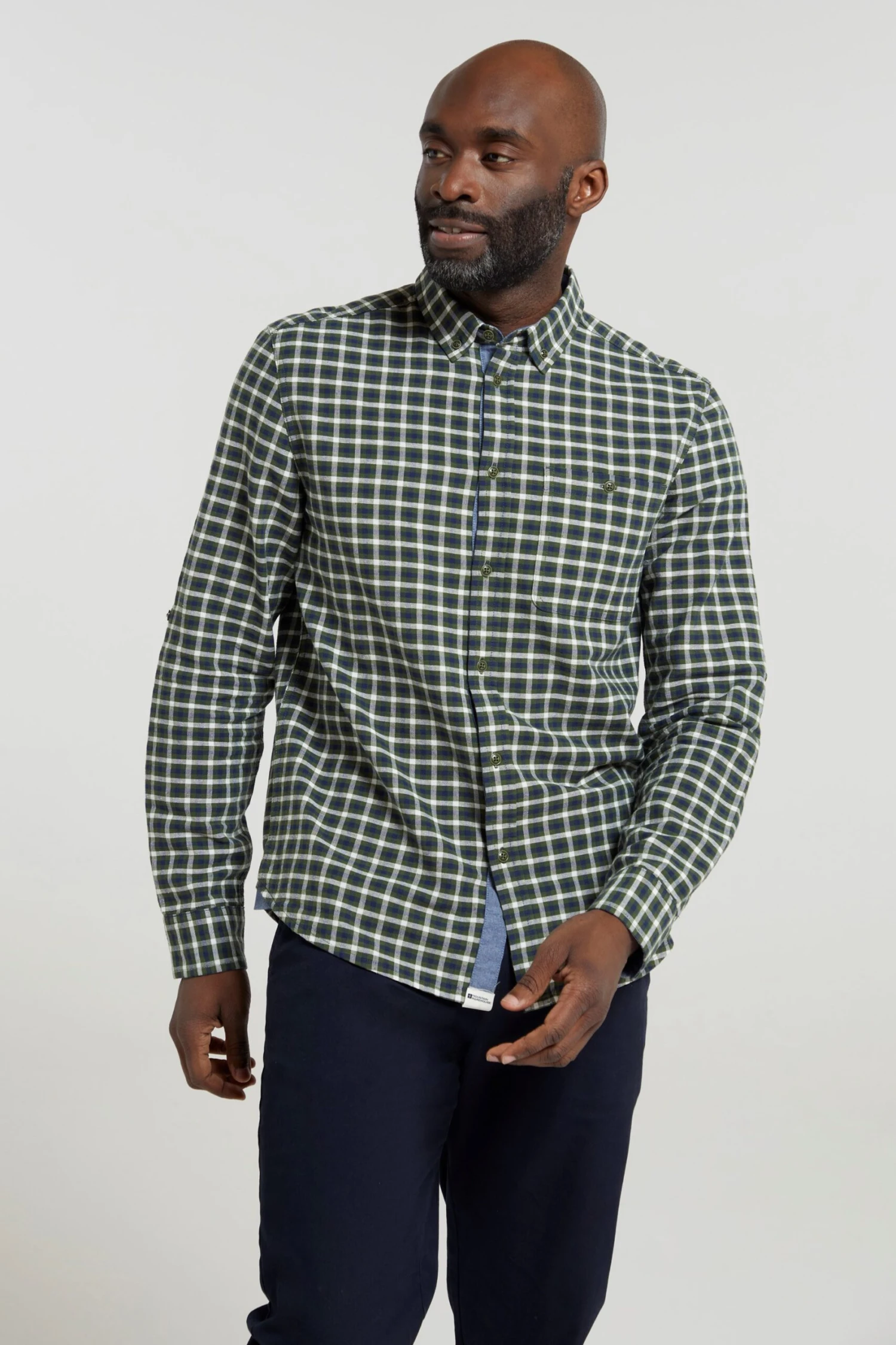 Mountain Warehouse Driftwood Check Mens Organic Shirt -Mountain Warehouse 038493 kha driftwood check organic ls shirt mens ecom gbg ss23 01 scaled