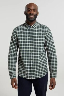 Mountain Warehouse Driftwood Check Mens Organic Shirt -Mountain Warehouse 038493 kha driftwood check organic ls shirt mens ecom gbg ss23 03