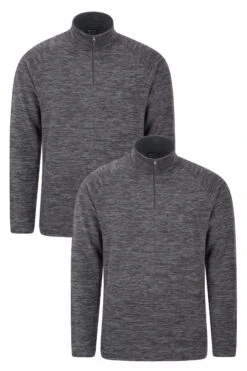 Mountain Warehouse Snowdon Melange Mens Half-Zip Fleece 2-Pack