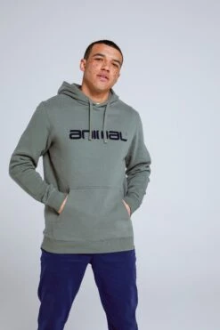 Animal Rocky Mens Organic Hoodie -Mountain Warehouse 041539 grn animal rocky hoodie ecom gbg ss21 1