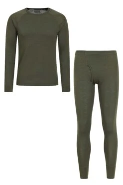 Mountain Warehouse Mens Merino Base Layer Set 14 Mountain Warehouse Mens Merino Base Layer Set -Mountain Warehouse 043330 kha merino blend top and bottom baselayer multipack men aw21 01
