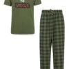 Mountain Warehouse Mens Printed T-Shirt Pyjama Set -Mountain Warehouse 044378 dgn ss printed tee pyjama set men aw21 01