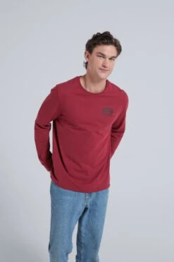Animal Tommy Mens Organic T-Shirt -Mountain Warehouse 044896 red animal tommy men organic logo ls t shirt anl ecom gbg aw21 01