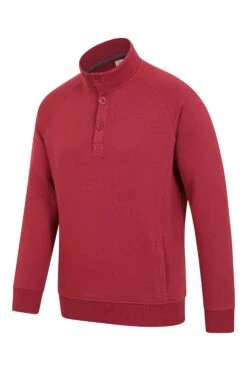Mountain Warehouse Hawthorn Mens Washed Fleece Top -Mountain Warehouse 047700 bur hawthorn washed button neck fleece top men ss22 03