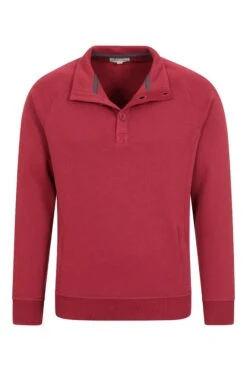 Mountain Warehouse Hawthorn Mens Washed Fleece Top -Mountain Warehouse 047700 bur hawthorn washed button neck fleece top men ss22 04