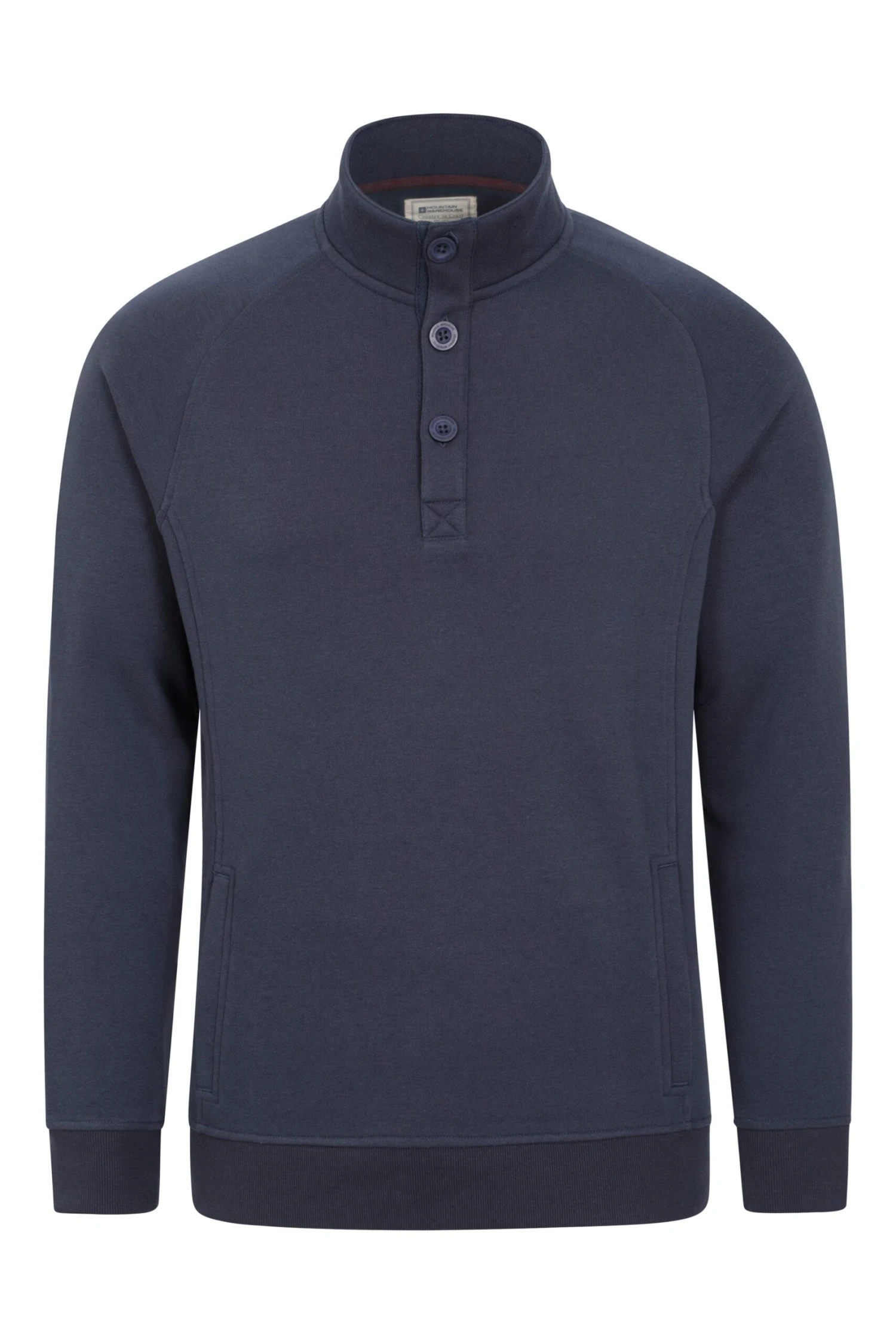 Mountain Warehouse Hawthorn Mens Washed Fleece Top -Mountain Warehouse 047700 nav hawthorn washed button neck fleece top men ss22 01 scaled