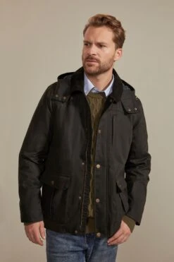 Darlington Mens Waxed Cotton Hooded Jacket