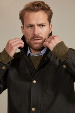 Darlington Mens Waxed Cotton Hooded Jacket -Mountain Warehouse 050109 kha darlington waxed hooded jacket ecom gbg ss23 04