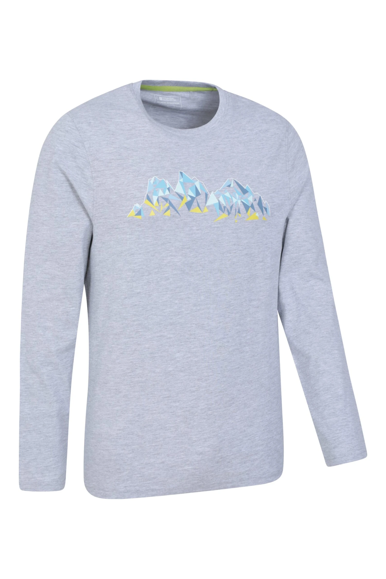 Mountain Warehouse Geo Mountain Mens Organic T-Shirt -Mountain Warehouse 050866 gre geo mountain ls printed organic tee men aw22 02 scaled