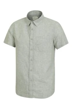 Mountain Warehouse Lowe Mens Cotton-Linen Shirt 5 Mountain Warehouse Lowe Mens Cotton-Linen Shirt -Mountain Warehouse 054125 grn lowe cotton linen iiss shirt men ss23 04