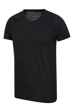 Mountain Warehouse 055189 EXTREME SUMMIT MERINO V NECK SS THERMAL T-SHIRT 5 Mountain Warehouse 055189 EXTREME SUMMIT MERINO V NECK SS THERMAL T-SHIRT -Mountain Warehouse 055189 bla extreme summit merino v neck ss thermal t shirt men aw24 04