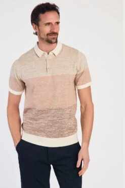 M16AB5 Cotton Mens Colour Block Button-Up Polo Shirt