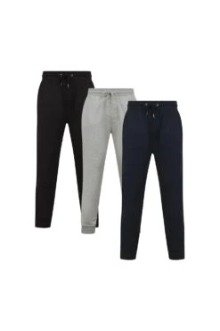 M7352B 3-Pack Mens Cuffed Joggers With Logo Badge