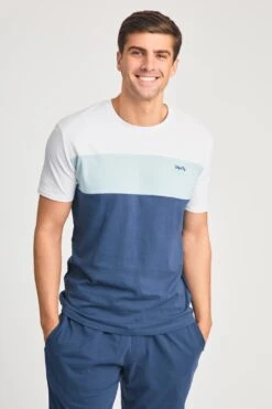 M75869 Cotton Mens Top And Jersey Shorts Pyjama Set