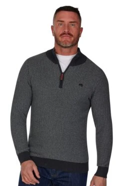 M8284B Mens Herringbone Texture Quarter Zip Knit 3 M8284B Mens Herringbone Texture Quarter Zip Knit -Mountain Warehouse m8284b 001 mensherringbonetexturequarterzipknit20231128023615 2