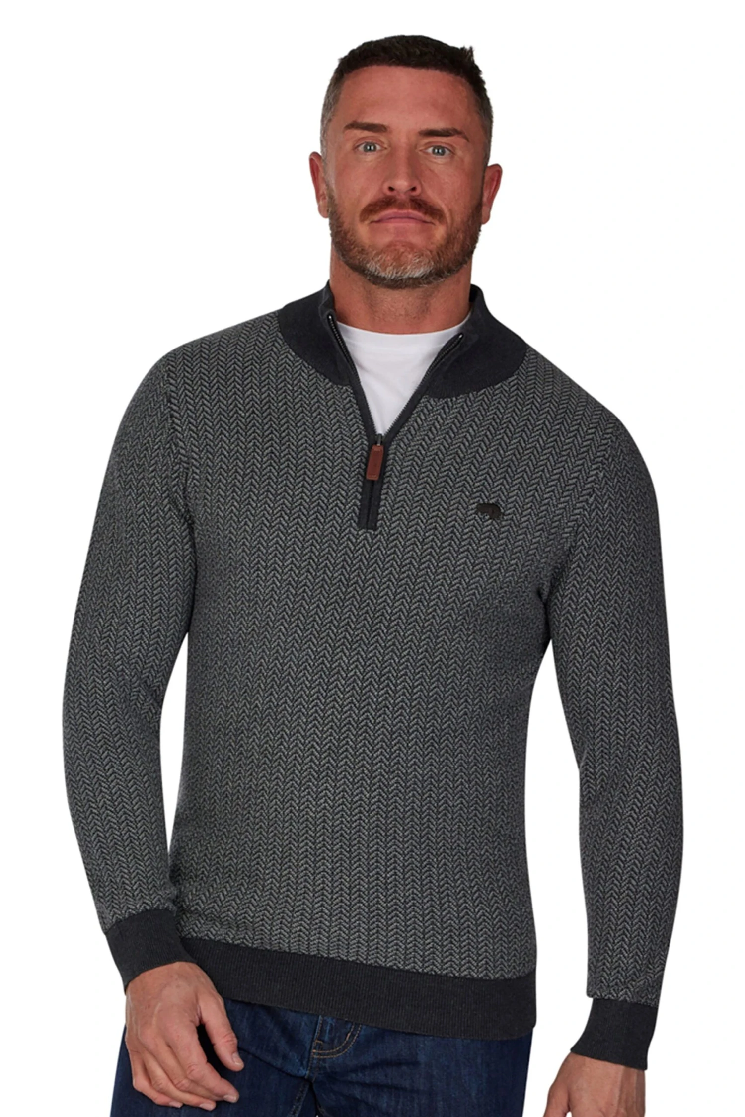 M8284B Mens Herringbone Texture Quarter Zip Knit M8284B Mens Herringbone Texture Quarter Zip Knit -Mountain Warehouse m8284b 001 mensherringbonetexturequarterzipknit20231128023615 2 scaled