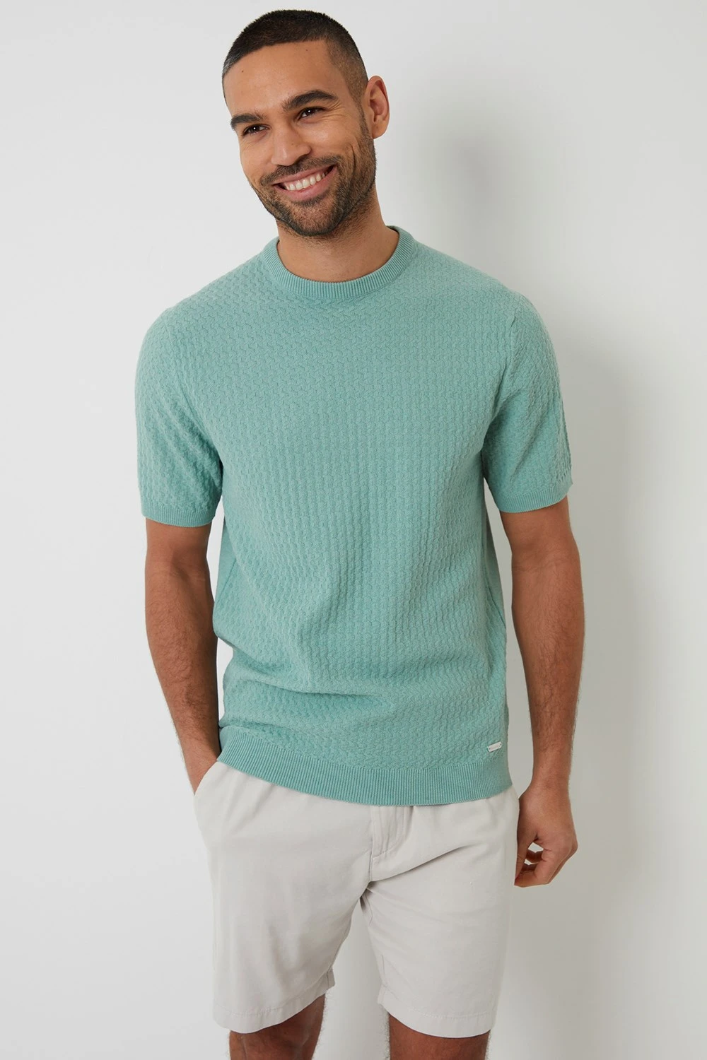 MA710A Textured Front Mens Knitted T-Shirt Threadbare MA710A Textured Front Mens Knitted T-Shirt -Mountain Warehouse