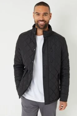 Threadbare MD2B56 Funnel Neck Mens Diamond Quilted Jacket